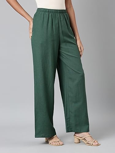 Image of GO COLORS Soft Viscose & Linen Blend Linen Palazzo Full Length for Women| Breathable, Mid Rise