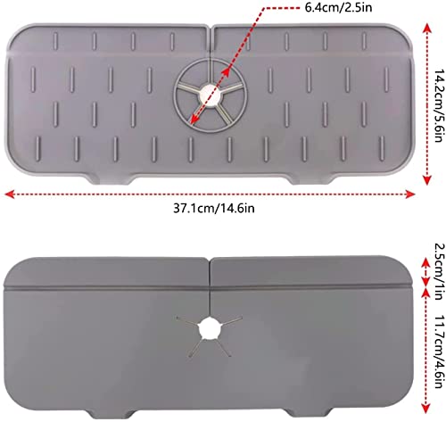Kitchen Faucet Absorbent Mat, Sink Splash Guard, Silicone Faucet Splash Catcher Countertop Protector