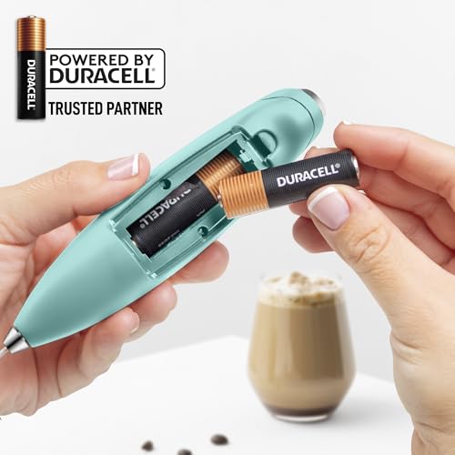 Image of Zulay Kitchen Powerful Milk Frother Wand With Duracell Batteries - Ultra Fast Handheld Drink Mixer - Electric Whisk Foam Maker for Coffee, Lattes, Cappuccino & Matcha - Double Whisk - Fresh Mint