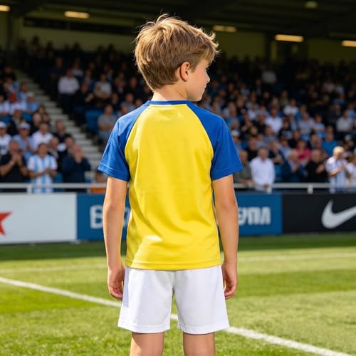 Image of Soccer Jersey Kids Boys Argentina Jersey Shirt Soccer Boys Tshirts Round Neck Short Sleeve Top
