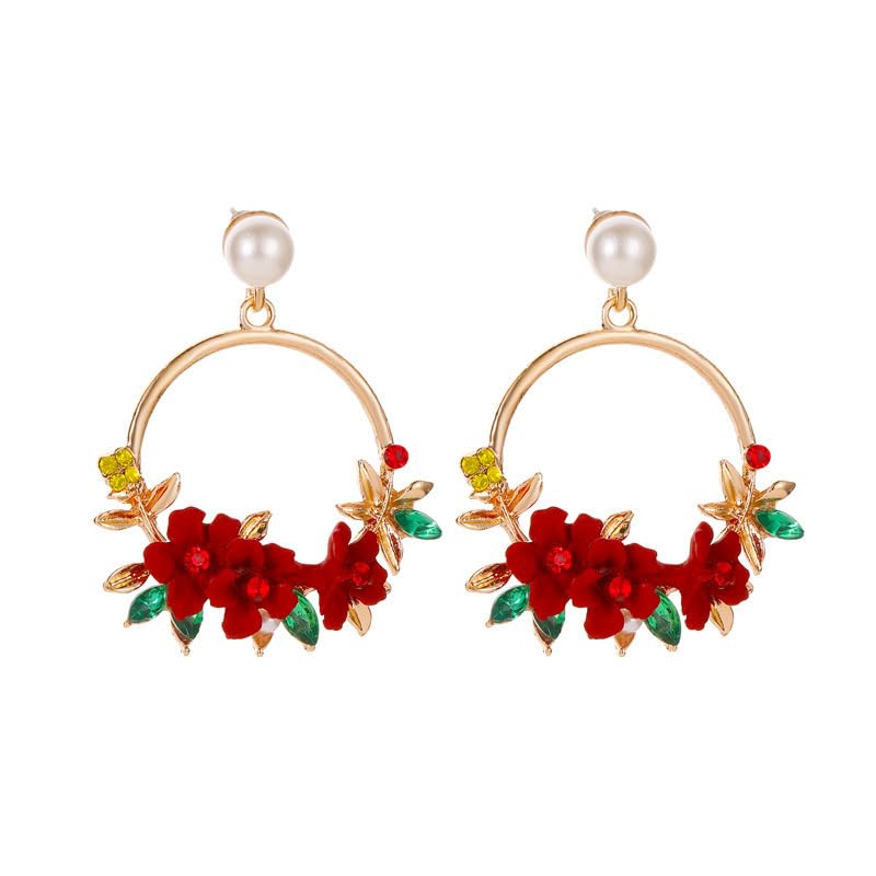 Flower Design Earrings for Women Jewelry Creative and Exquisite Workmanship Red