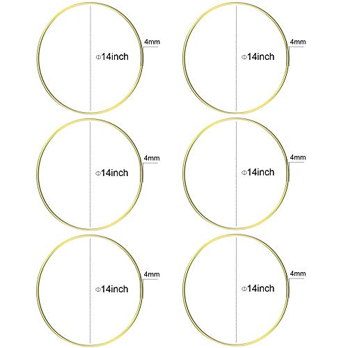 Hohiya 6Pc 14 Inch Metal Hoop Floral Wreath Macrame Gold Large Craft Rings For Making Wedding Wreath Decor Dream Catcher And Diy Wall Hanging 4Mm Wire #TOP1