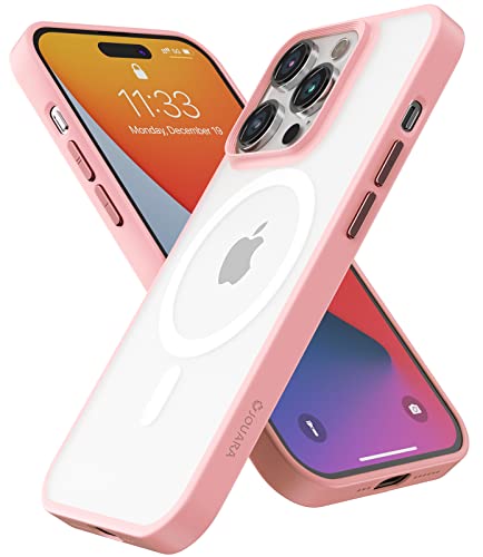 JOUARA Magnetic Guardian Designed for iPhone 13 Pro Max Case [Compatible with MagSafe][Military-Grade Drop Protection] Translucent Matte Back Slim Case for iPhone 13 Pro Max Case(6.7''), Pink