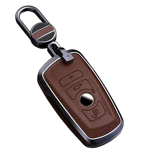 Coque de clé de voiture compatible avec BMW F10 F30 : étui cuir 4 boutons antichoc efficace