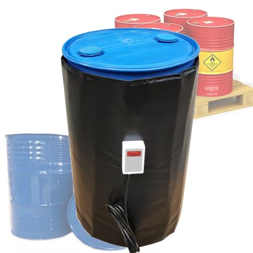 VNATWGOO Calentador De Barril De 200 L/1000 L, para Baldes De Miel, Barriles De Agua, Baldes De Pintura, Barriles IBC De Una Tonelada, Manta Calefactora De 190 X 88 Cm/440 X 110 Cm,200L-Black