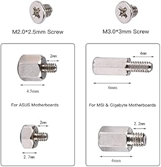 500PCS M.2 SSD Screw Kit, M.2 Standoff and Screw Kit for Asus Gigabyte MSI ASRock Motherboards, M.2 M2.5 M3 SSD Mounting Screws for Asus HP Dell Lenovo MSI Laptop Notebook DIY PC Computer
