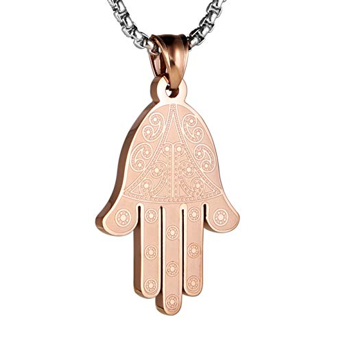 Collier main de Fatima HZMAN en acier inoxydable aux finitions gravées premium