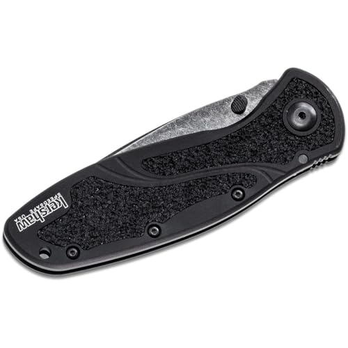Image of Kershaw Blur Blackwash Folding Knife (1670BW); 3.4 BlackWash 14C28N Steel Blade; Black Anodized Aluminum Handle with Black Textured Trac-Tec Inserts, SpeedSafe Opening, Reversible Pocketclip; 3.9 OZ