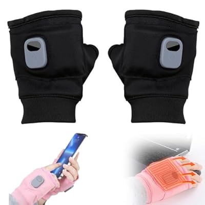 Heated Fingerless Gloves for Women, Upgraded Smart Thermostatic Electric Heated Fingerless Gloves Rechargeable, Winter Hand Warmer for Work Cycling Skiing Outdoor Snow (Black, 1 Pair)