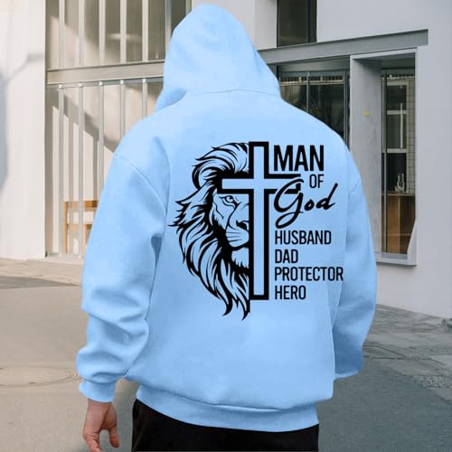 Christian Hoodies for Men | Christian Cross Lion Oversized Hooded Sweatshirt - Pullover Top Fashion Clothes3