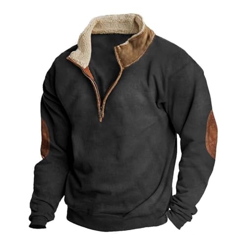 Men's Aztec Western Jacket Cowboy Print Sweatshirt Winter Warm Sweater 1/4 Zip Stand Collar Fit Casual Fall Outwear