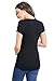 LaClef Women's Doubled Layered Scoop Neck Ruched Maternity Nursing Breastfeeding Top (Large, Black)