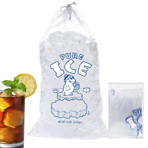 Durabble - Bolsas de hielo con cordón, bolsa de hielo resistente, bolsas de almacenamiento de hielo gruesas a prueba de fugas con cierre fuerte, bolsas portátiles para congeladores y enfriadores