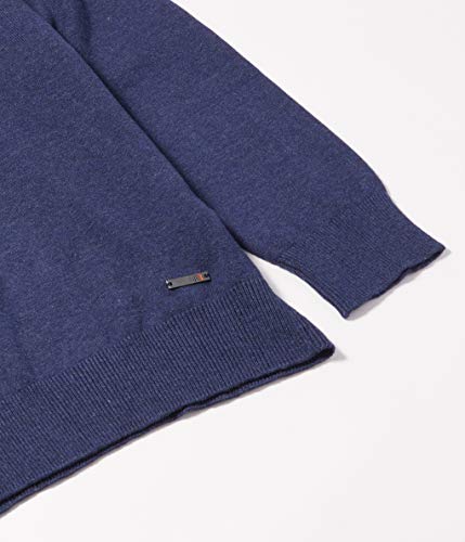 Suéter Tricot block com Detalhe Chambray, JAB, Masculino, Azul, G