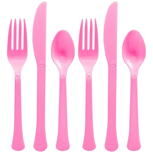 Couverts réutilisables rose vif - Lot de 80 pièces indispensables - 2