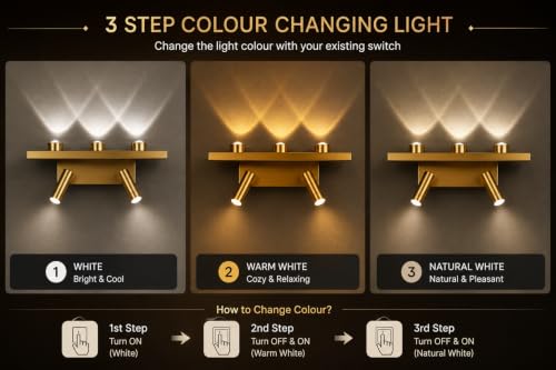 Image of FILLISKA LED Mirror /Picture /Vanity Light with Adjustable Colour and Luxurious Gold Finish (3+2 LED Luxurious Gold -985B)
