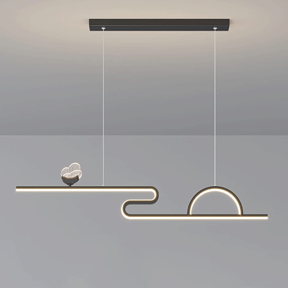 Lustres linéaires en métal minces LED 36W suspension salon moderne