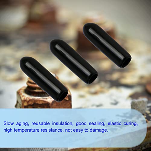 Image of Rubber Round End Cap Cover 0.08 Inch (2mm) Screw Thread Protectors PVC Flexible Tubing Pipe Protective Bolt Screw Thread Protector Safety Cover | for Pipe Post Tubing Rod Cover 50 Pcs (Black)