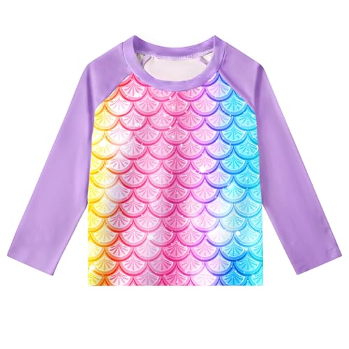 Image of Girls Kids Rash Guard Sets 3 Pieces Tankini Bathing Suit Swimwear Long Sleeves Swimsuit for 3-8 Years