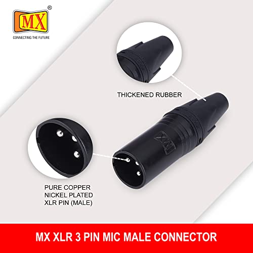 Image of MX 3 Pin XLR connector Microphone Connector pin Pure Copper Nickel Plated Pins1 for High Conductivity microphone cable connector PERENT (3 PIN BLACK COATING, Pack of 10, Male Connector)
