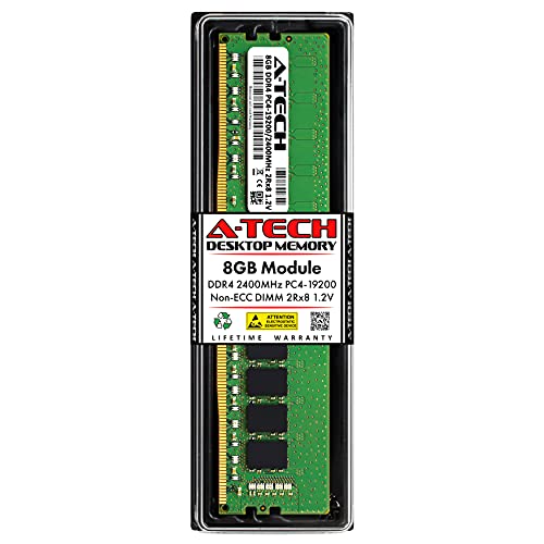 Image of A-Tech 8GB DDR4 2400MHz DIMM PC4-19200 UDIMM Non-ECC 2Rx8 1.2V CL17 288-Pin Desktop Computer RAM Memory Upgrade Module