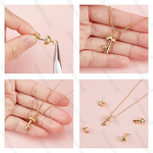 Beebeecraft 8Pcs 2 Style 18K Gold Plated Mushroom Charms Enamel Pink Mushroom Pendant Charms with Jump Ring for Jewelry Making Necklace Bracelet DIY Crafts - Image 4