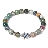 MU-PPX Hand Armbänder Blaues Armband Für 8 Mm Steinperlen Silber Armreif, Indischer Achat, 19 cm