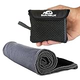 Sun Ninja Cooling Towels for Neck and Face, Instant Cold Towel for Hot Yoga, Sports, Gym and Golf, Microfiber Cooling Cloth - Light Grey