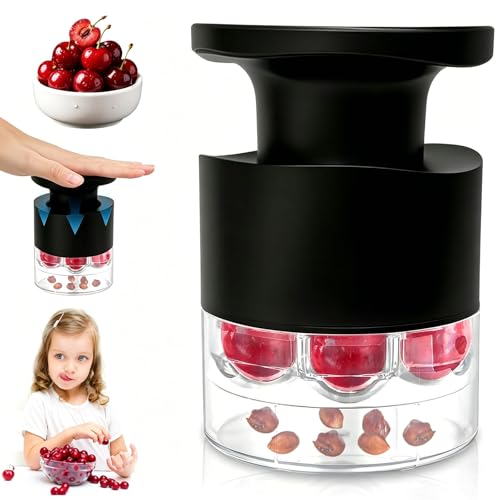 Cherry Pitter Multiple Push Type Cherry Corer Multiple Kitchen Cherry Jam 7 Holes Multi Pitter Tool 7-in-1 Cherry Seed Remover Quick Portable Cherry Pitting Tool with Splatter Protector