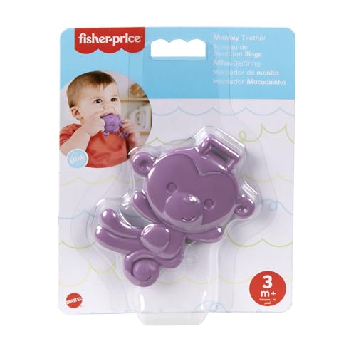 Image of Fisher-Price Newborn Baby Toy Purple Monkey Teether BPA-Free for Tummy Time & Travel Sensory Play for Infants Ages 3+ Months