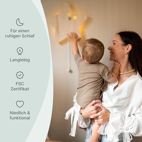 Baby’s Only - Baby Wandlampe - Giraffe - Wandleuchte für Babyzimmer - Nachtlampe mit batterie für Kinderzimmer - FSC-Gütezeichen Holzlampe - 25000 Brennstunden - Wandlampe bemalbar