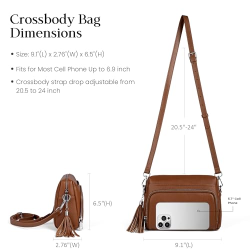 Image of befen Genuine Leather Crossbody Bags for Women Leather Wallet Travel Purse