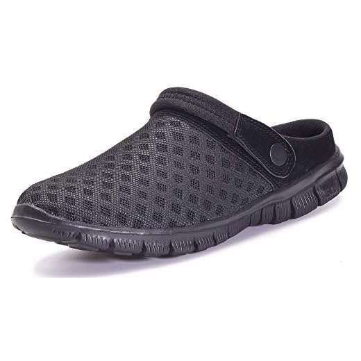 Zuecos Hombres Mujeres Unisex Zapatillas de Playa Sandalias Piscina Vernano Zapatos de Jardín Respirable Malla Casual Pantuflas - Negro, 41 EU