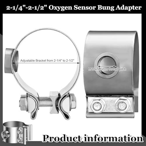 DaisyInner Car Oxygen Sensor Filter Adapter O2 Sensor Bung Spacer Compatible with 2-1/4"-2-1/2" Clamp on Wideband Oxygen Pipe for Automotive Exhaust Systems, No Weld Design - Thumbnail 2