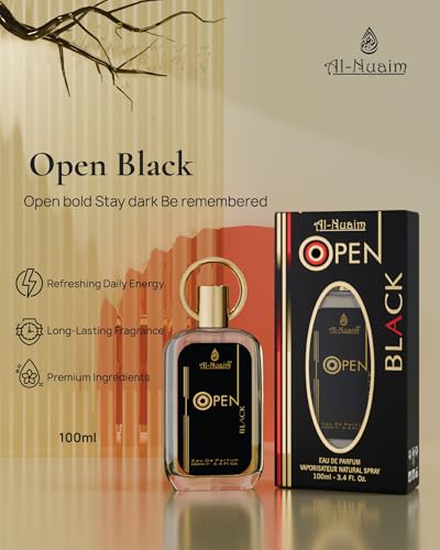 Image of Al-Nuaim Open Black Eau De Parfum For Men & Women - 100ml | Long Lasting Perfume