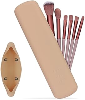 Unaone Makeup Brush Holder With magnetic suction, Portable Travel Makeup Brush Case, Make Up Brush Holder Cosmetic Bag for Women Grils Waterproof Makeup Brush Box for All Your Brushes (Brown)
