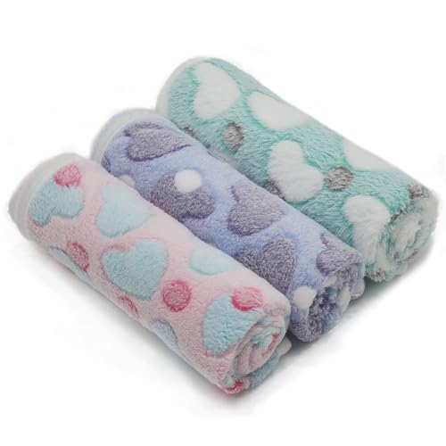 Image of 1 Pack 3 Puppy Blankets Super Soft Warm Sleep Mat Love Print Blanket Fluffy Fleece Pet Blanket Flannel Throw Dog Blankets for Small Dogs Puppy Dogs Fluffy Cats,Mix Love-Medium(29 inchx20 inch)