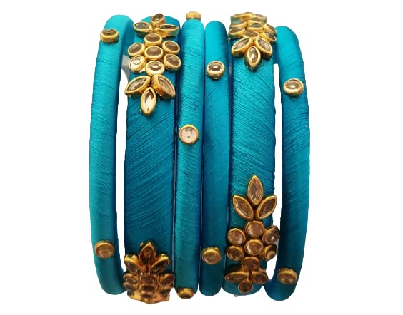 IJYA Sihan Handicrafts Kundan Work Silk Thread Bangle Kada For Women Girls 6 PC Set Wedding & Festive Occasion (Multicolor (Sky Blue, 2.8) (B09YV7X4PQ) Amazon Price History, Amazon Price Tracker