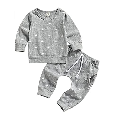 Image of Toddler Baby Boy Girl Long Sleeve Solid Color T-Shirt Sweatshirt Top + Pant Trousers Casual Clothes