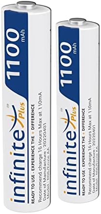 ENVIE® (AAA11002PL) AAA Rechargeable Batteries, High-Capacity Ni-MH 1100 mAh, Low Self Discharge, Pre-Charged (Pack of 2)