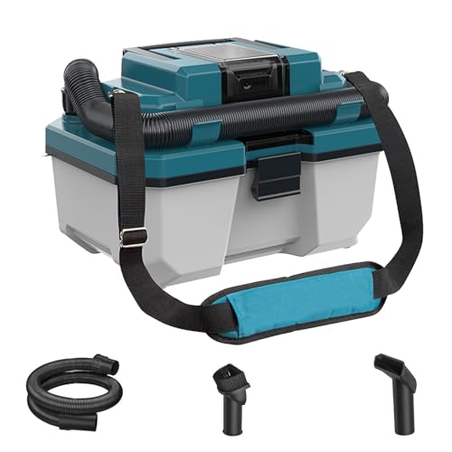 Aspirador en seco y húmedo compatible con batería Makita de 18 V, aspiradora portátil para el hogar, 10 L en seco + 5 L de capacidad húmeda, potencia de succión de 18 kPa, con manguera y accesorios