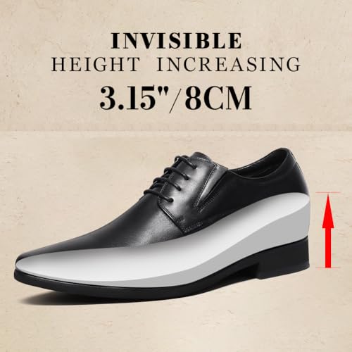 Image of CHAMARIPA Elevator Shoes for Men Derby Oxford Dress Shoes Black | Invisible Height Increase Derby Oxford Shoes Built-in System 2.76 or 3.15 Inches Taller Formal Business Shoes US 7.5-12.5