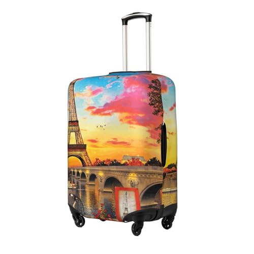 KLJnmbb Housse de protection universelle pour valise de voyage Motif Tour Eiffel Paris, Noir , M – vue 2