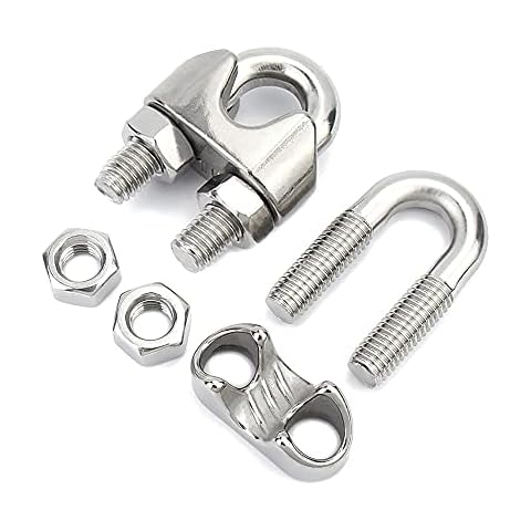 LbsAMP 10 PCS Wire Rope Clip Cable Clamp M4 U Bolt Clamp Ø 4mm Sturdy 304 Stainless Steel U Bolt Saddle Fastener For Wire Rope Cable Garden Industry Gym Cover