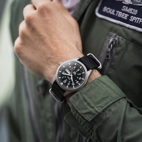 Image of Infantry MDC Mens Military Watch, Black Tactical Field Watch for Men, 12 /24H Military Time Analog Watch with Day Date, Waterproof Work Watch with Black Nylon
