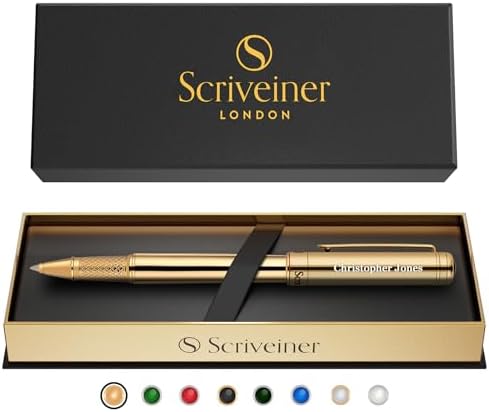Scriveiner Personalized Gold Rollerball Pen - Stunning Luxury Pen...