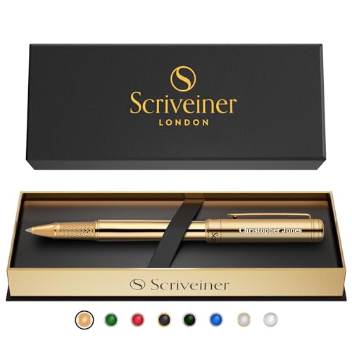 Scriveiner Personalized Gold Rollerball Pen - Stunning Luxury Pen...