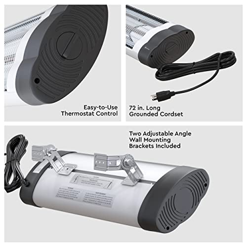 Comfort Zone Czph10 1,500-Watt Electronic Indoor/Outdoor Wall Mounted Patio Heater With Adjustable Thermostat, Timer Function, & Ip34 Waterproof Rating, (Mounting Hardware Included) #TOP6