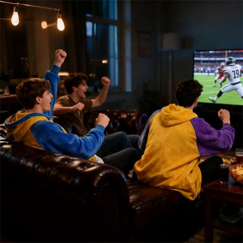 Catalonia University-Themed Oversized Blanket Hoodie Sweatshirt, College Blue & Gold Wearable Fleece Pullover for Adults, Gifts for Students Going to College High School