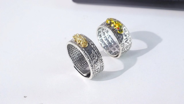 Feng Shui Pixiu Ring Set - Wealth & Protection Good Luck Mantra Rings - View #6